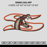 Snake 2502 Embroidery 2 File 6 sizes
