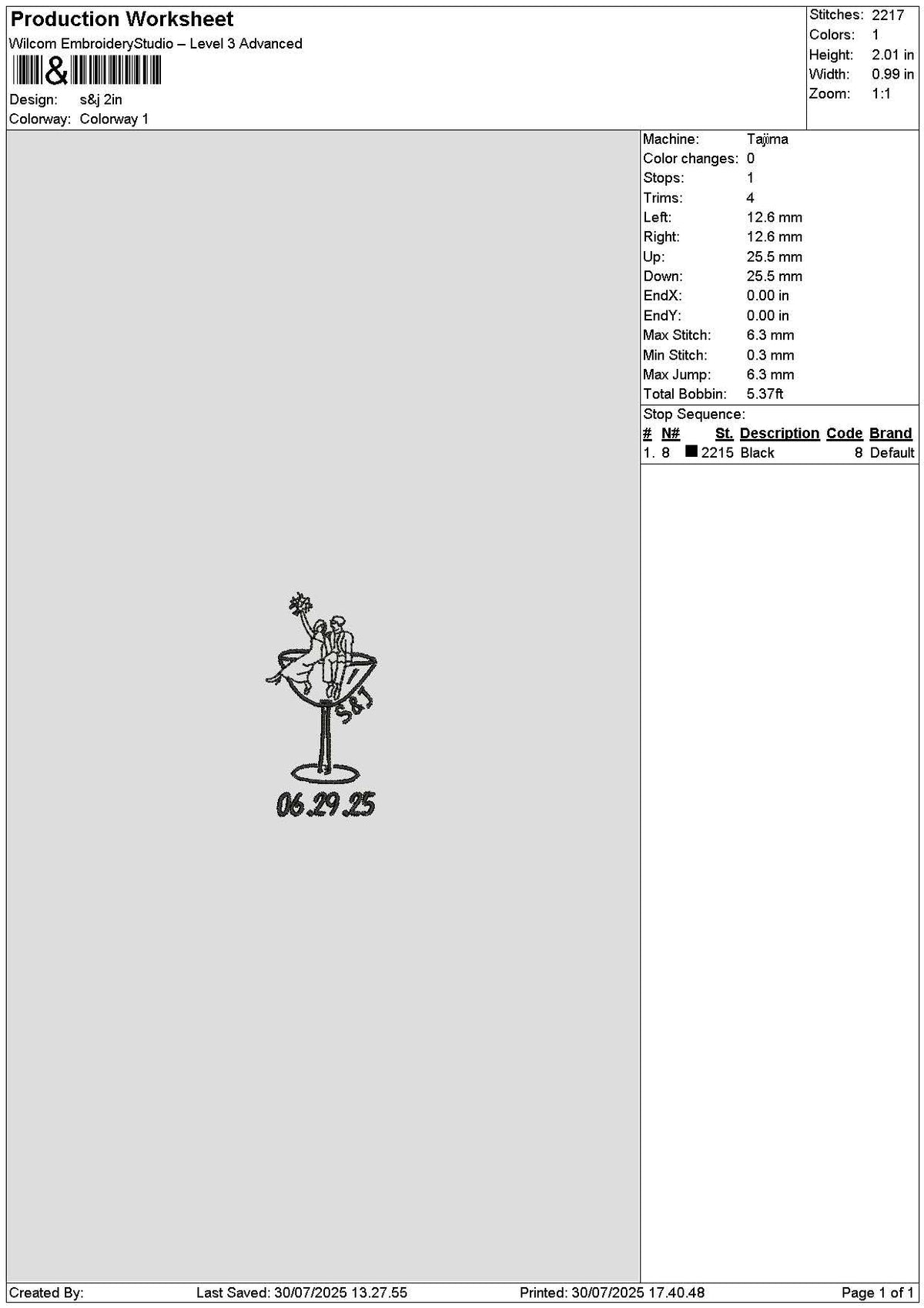 Glasses 2925 Embroidery File 6 sizes