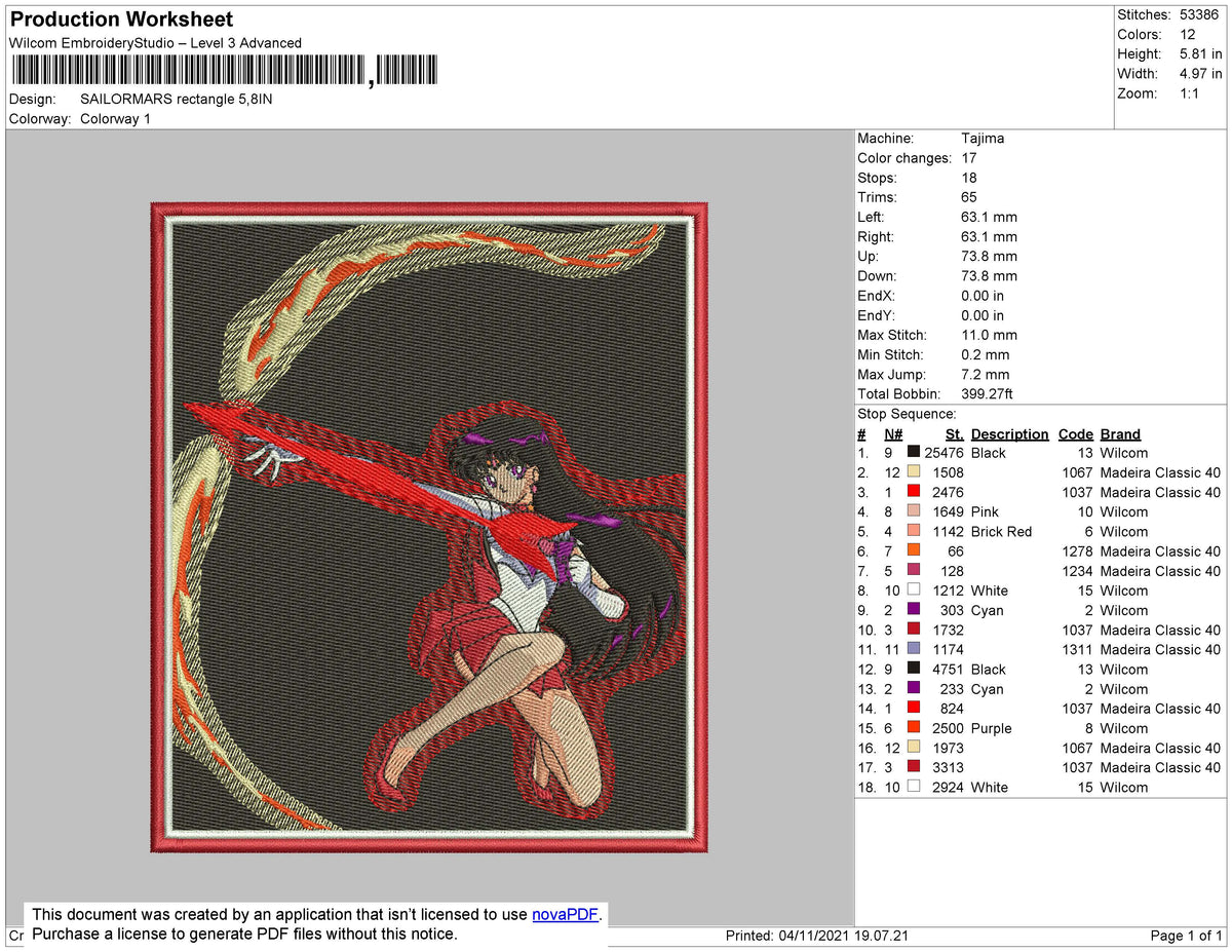 Sailormars Rectangle Embroidery