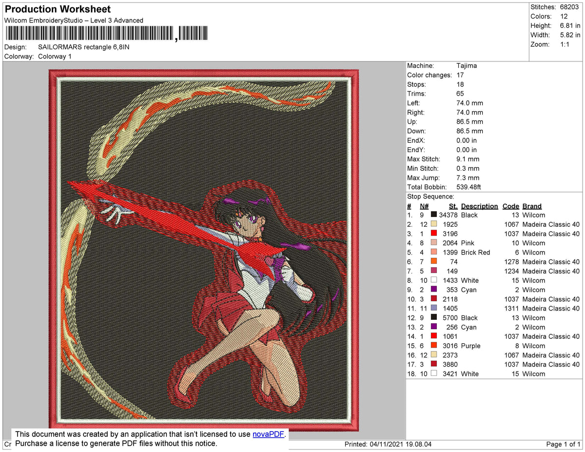 Sailormars Rectangle Embroidery