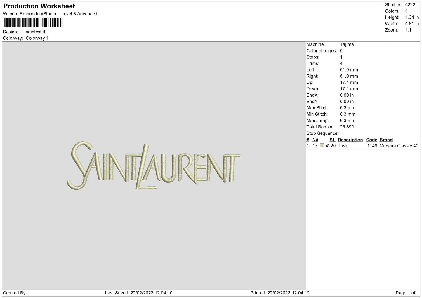 Saintext Embroidery File 6 sizes