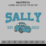 Sallytext 22 Embroidery File 6 sizes