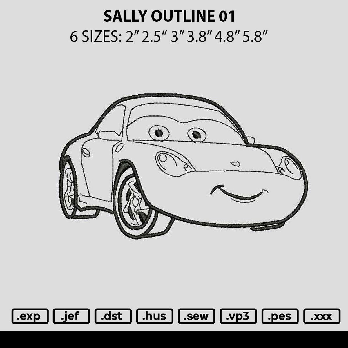 Sally Outline 01 Embroidery File 6 sizes