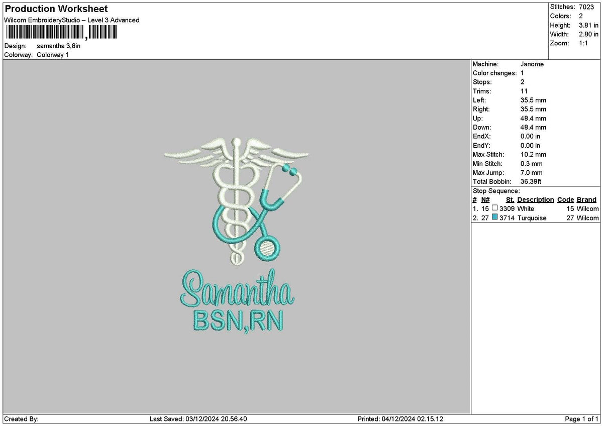 Samnthatext 01 Embroidery File 6 sizes