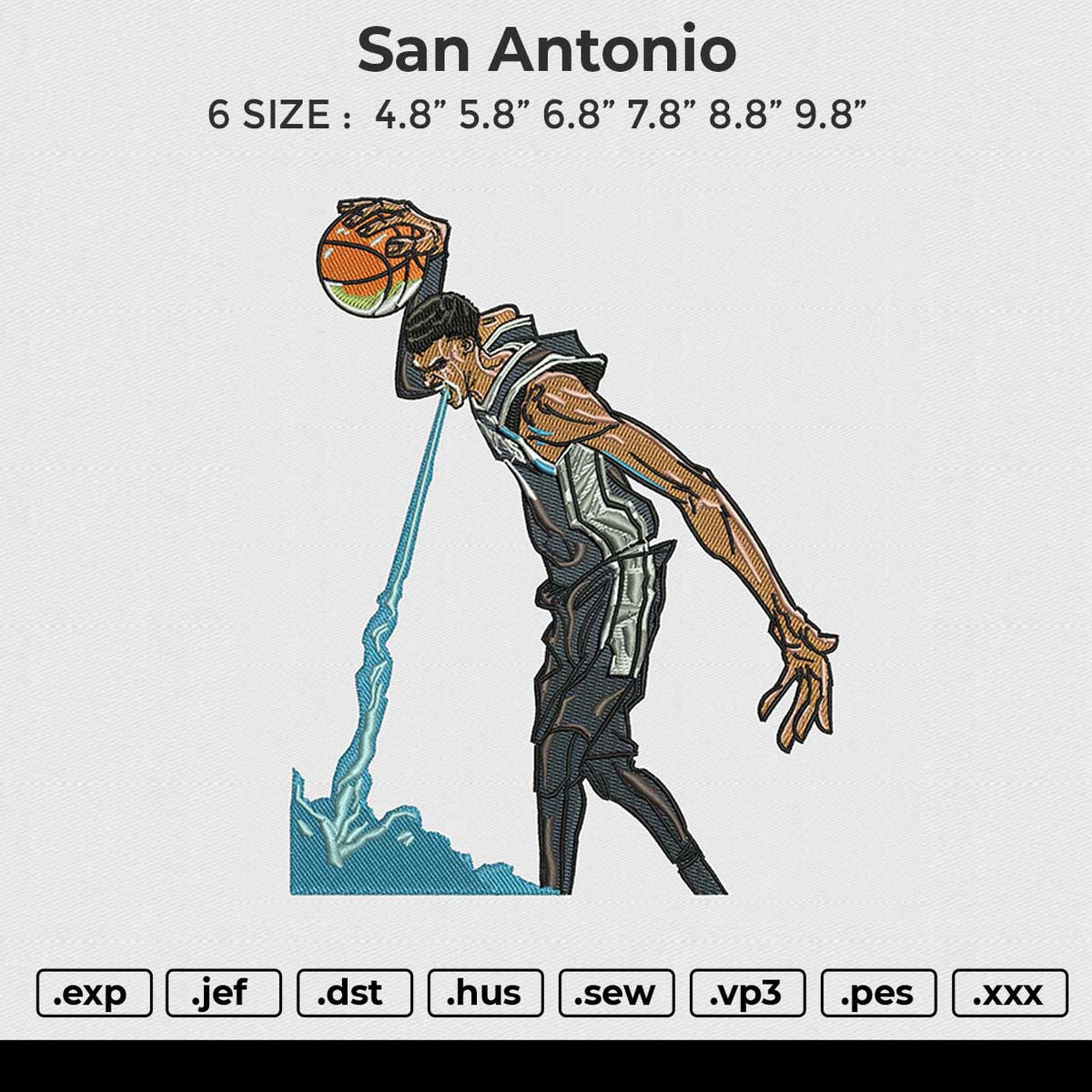 San Antonio Embroidery File 6 sizes