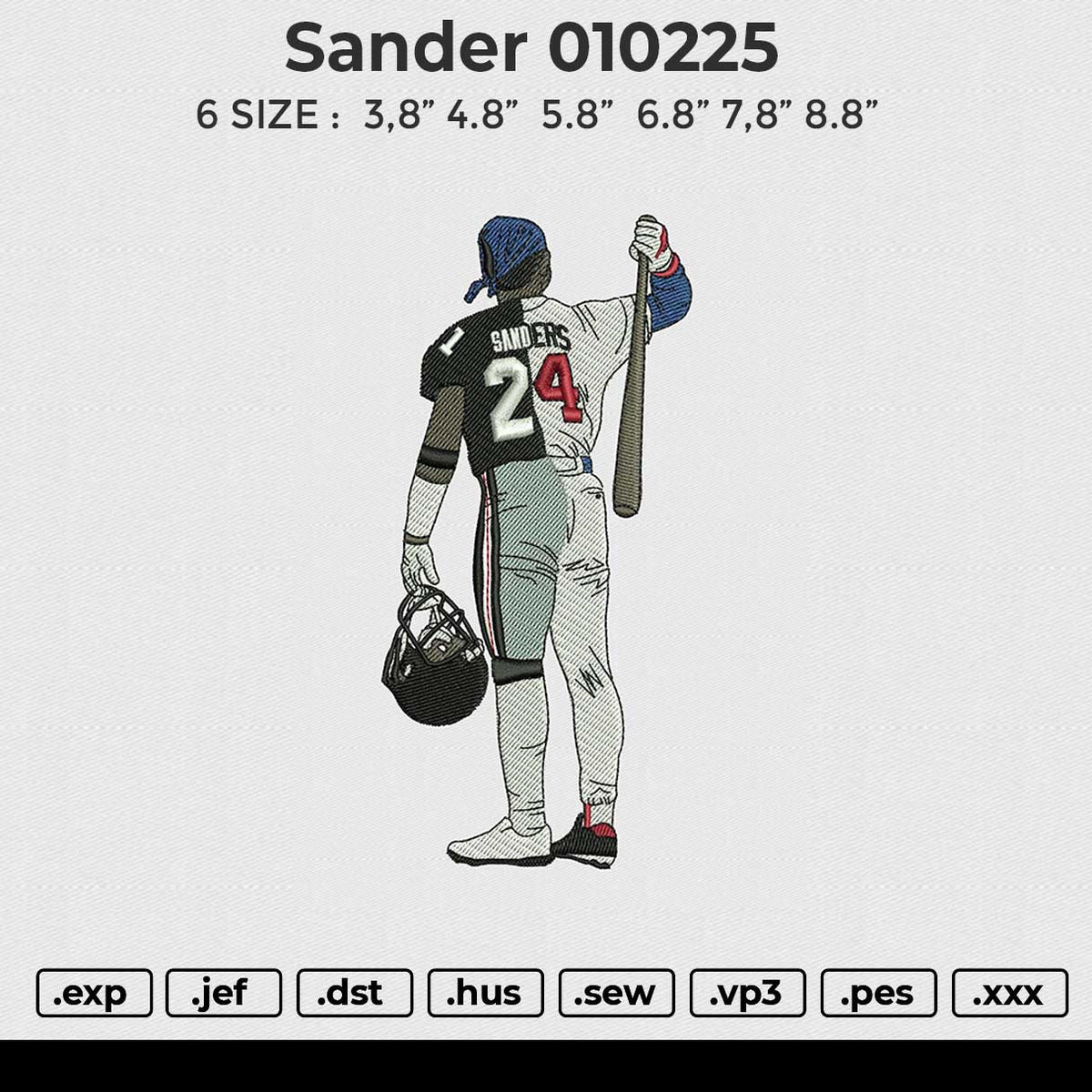 Sander 010225 Embroidery File 6 size