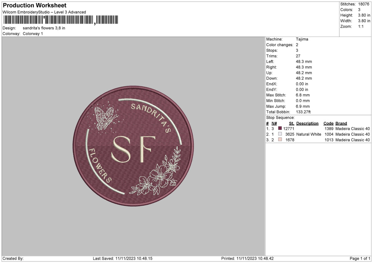 Sf Flowers Embroidery File 6 sizes