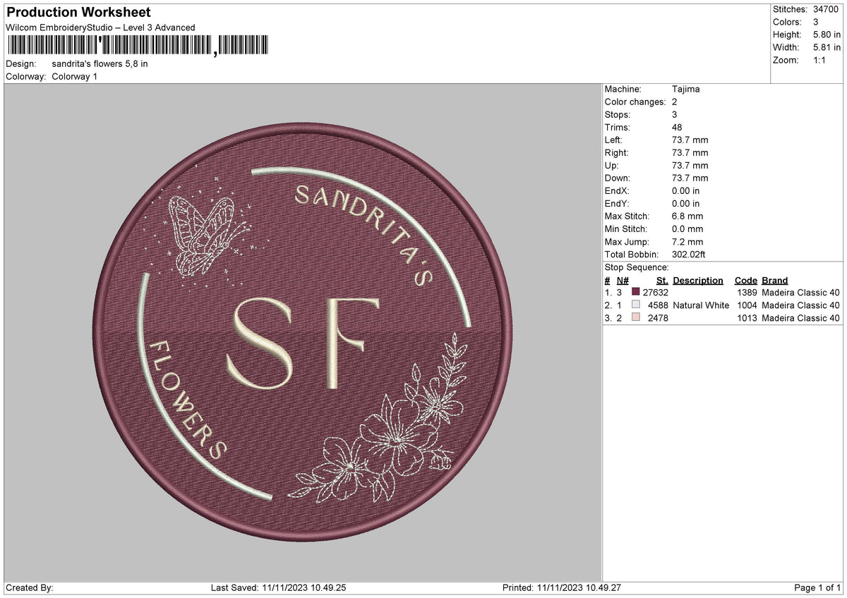Sf Flowers Embroidery File 6 sizes