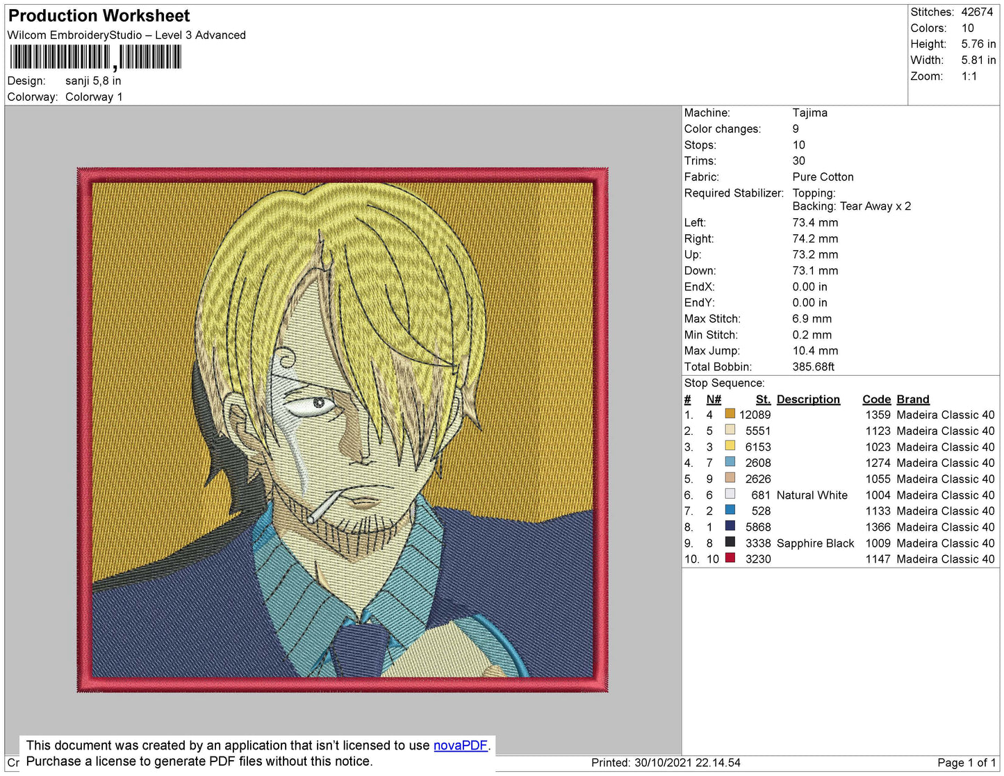 Sanji Embroidery