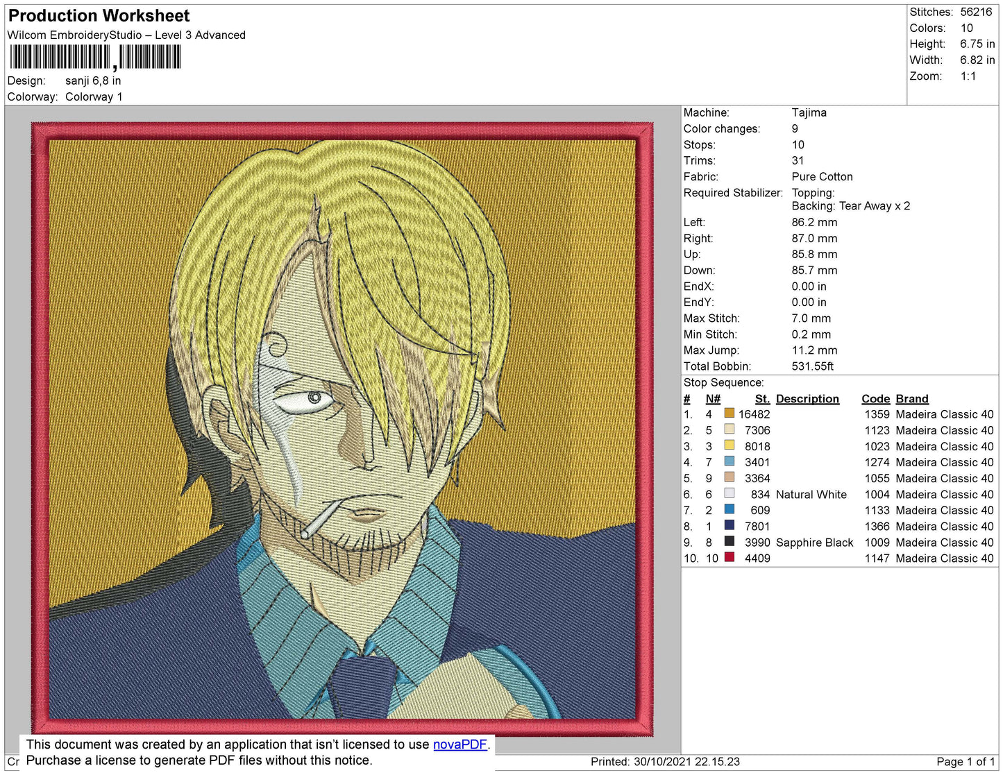 Sanji Embroidery