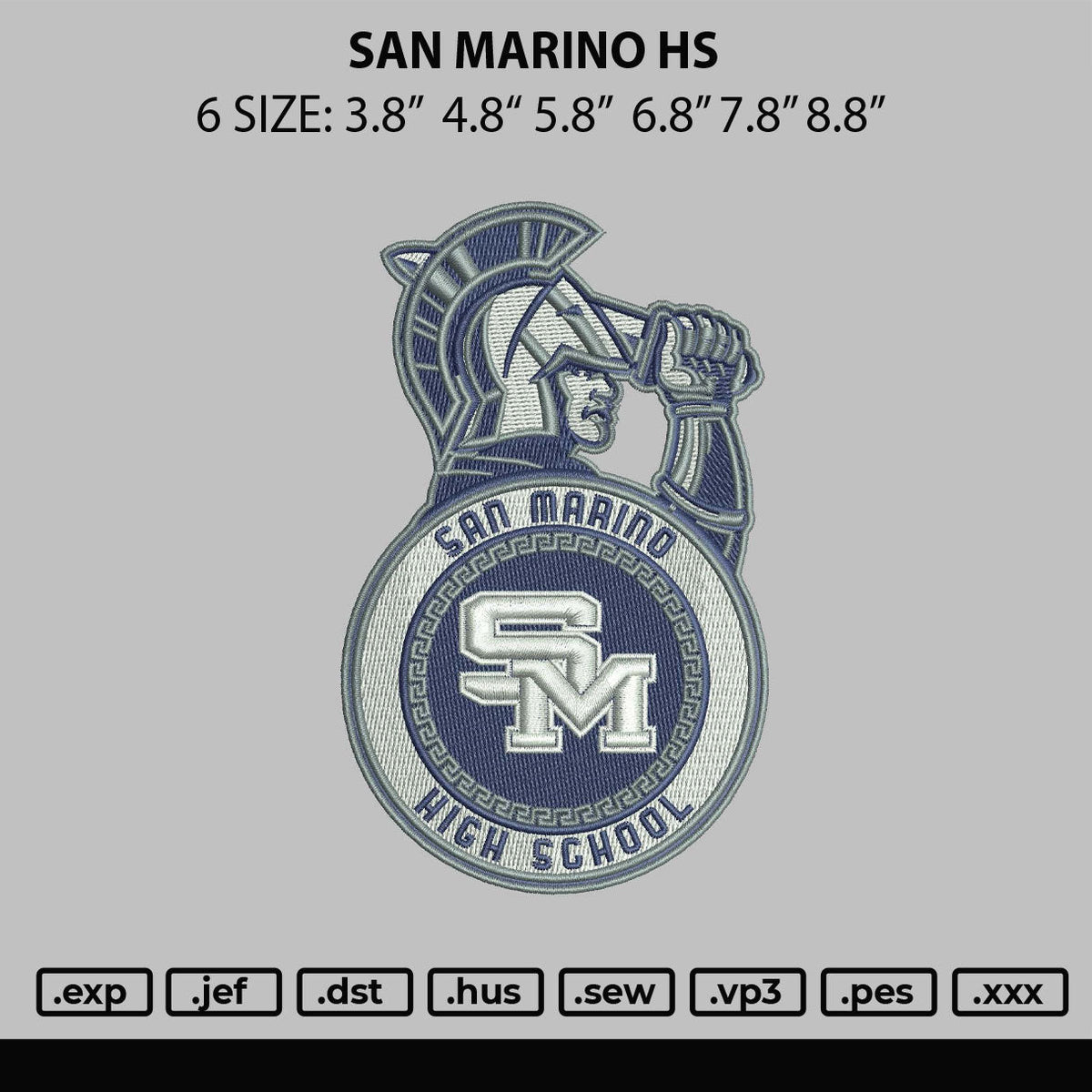San Marino Hs Embroidery File 6 sizes