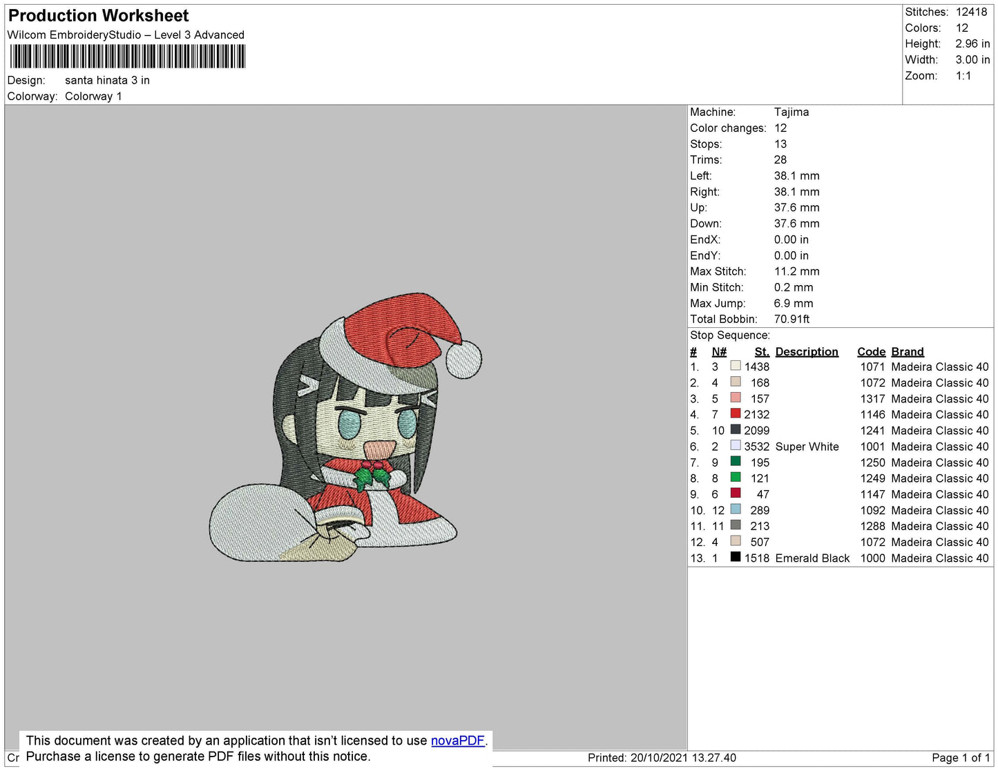 Santa Hinata Embroidery
