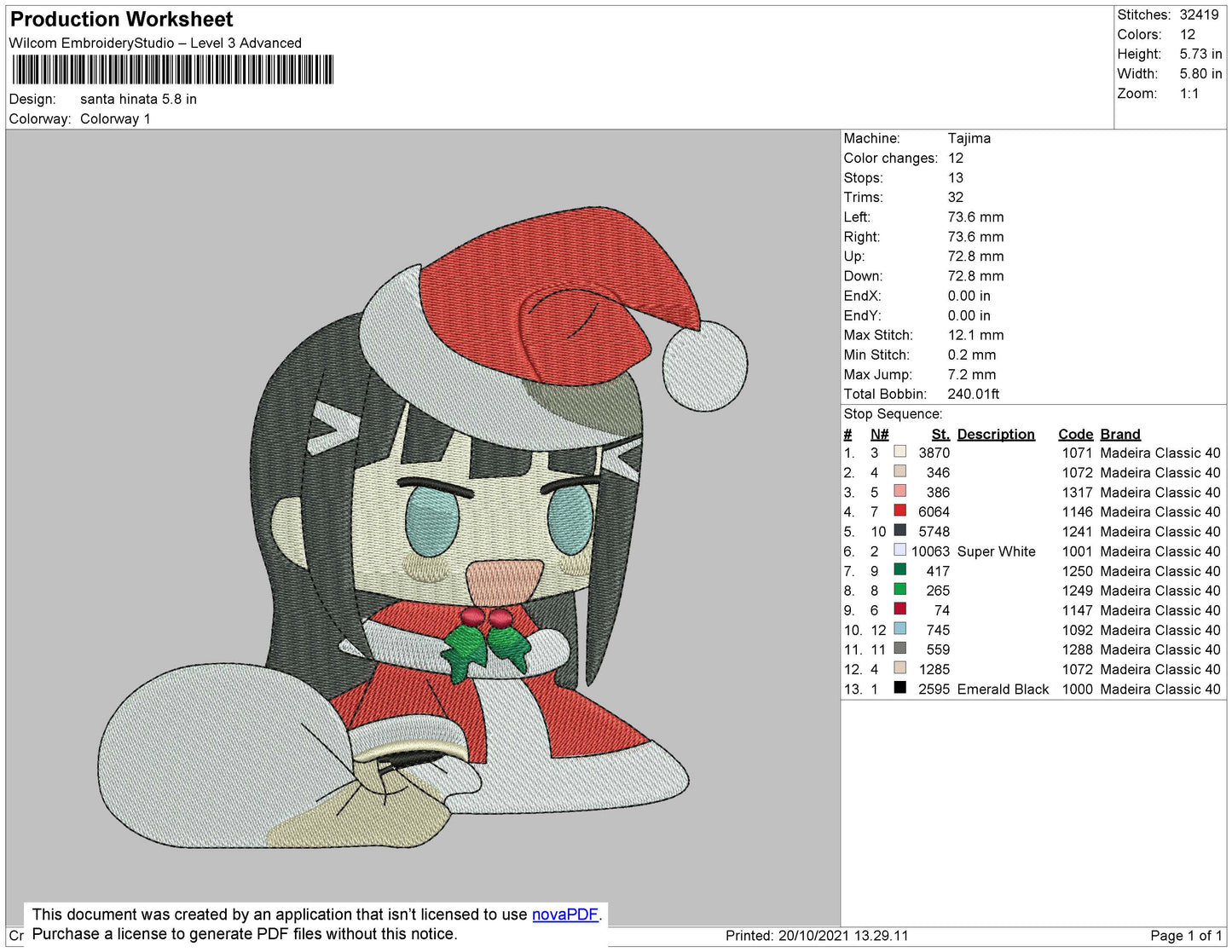 Santa Hinata Embroidery