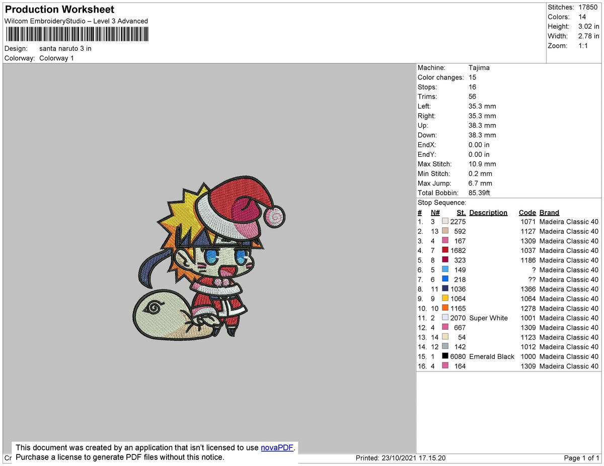 Santa Naruto Embroidery