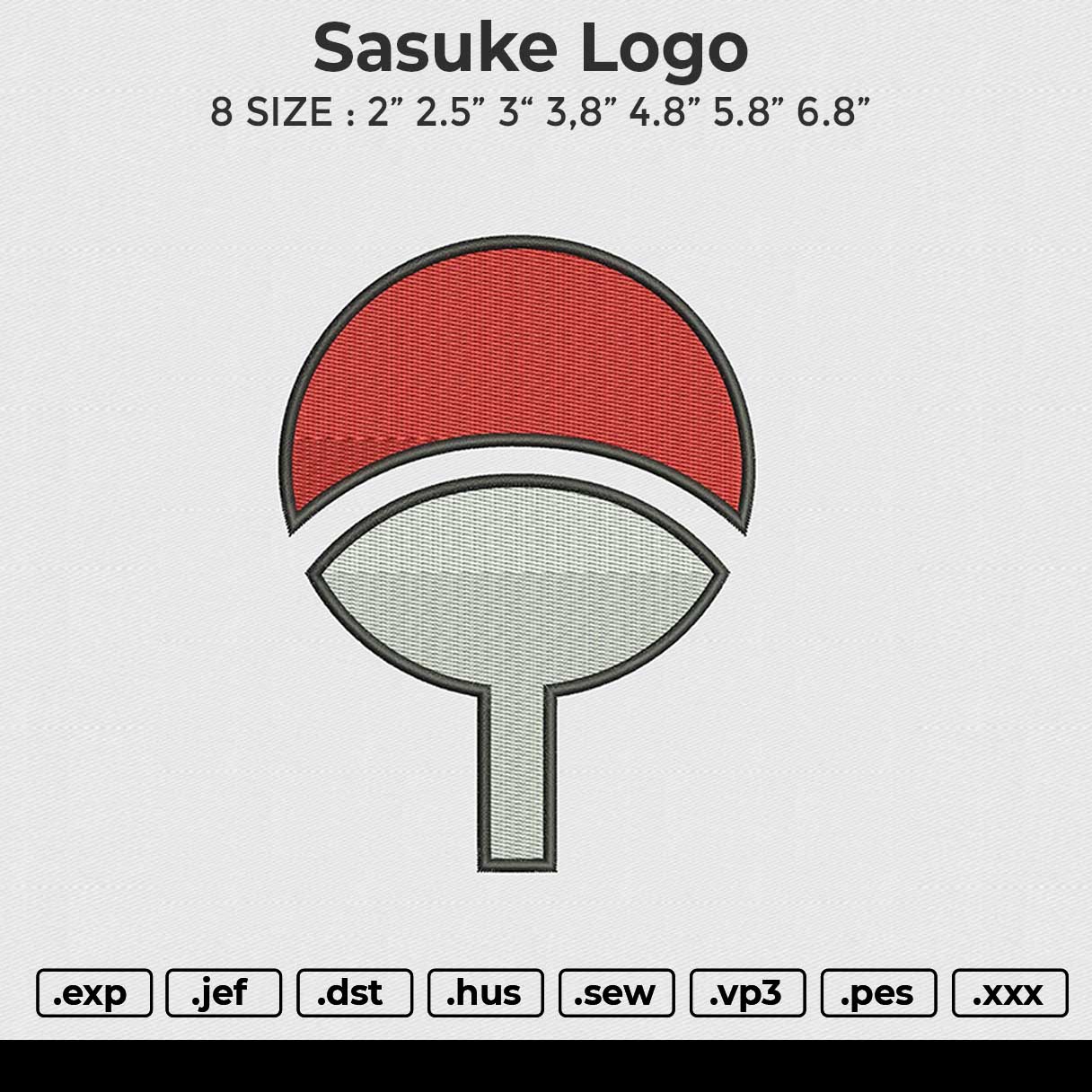 Sasuke Logo Embroidery File 6 size