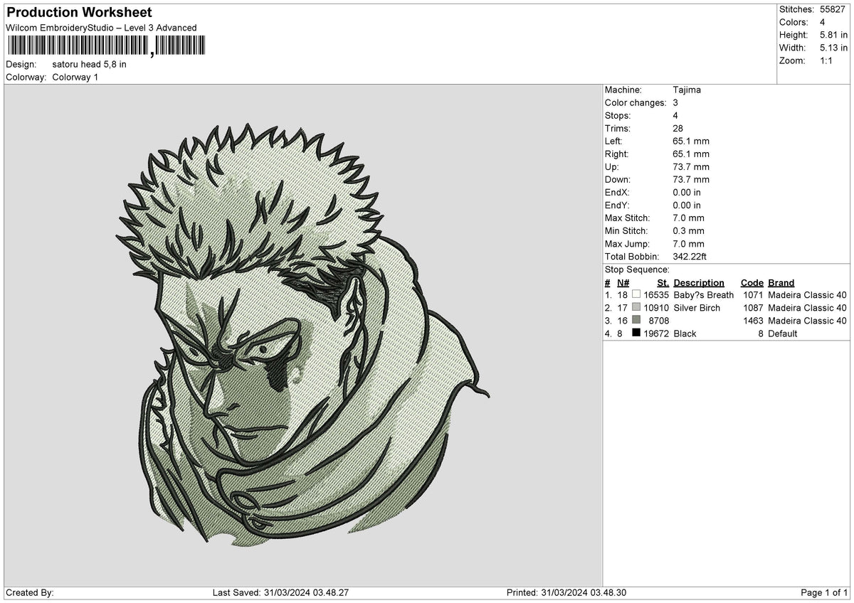 Satoru Head Embroidery File 6 sizes