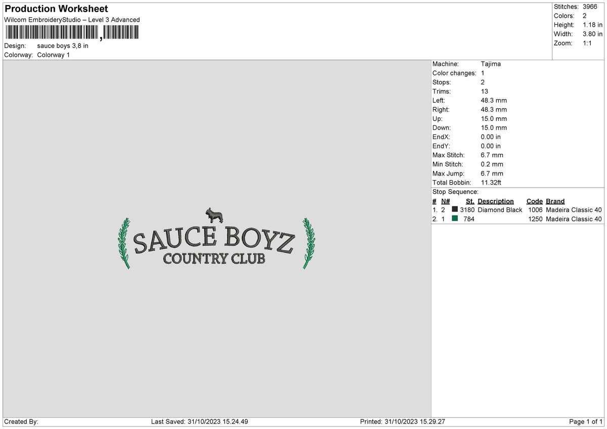 Sauce B Embroidery File 6 sizes