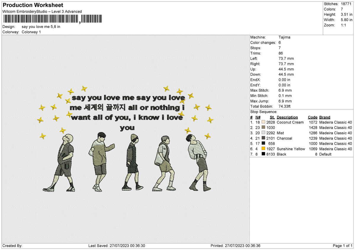 say you love me Embroidery File 6 size