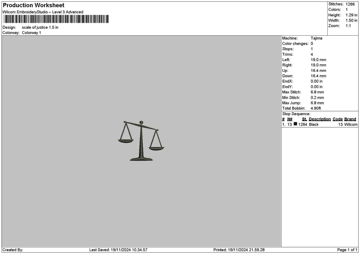 Scales Embroidery File 6 sizes