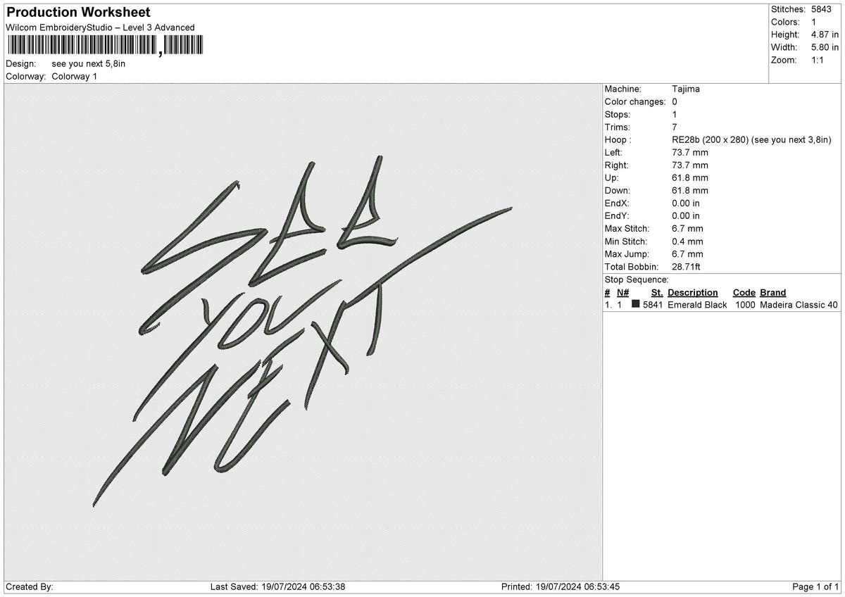 See You Next Embroidery File 6 size