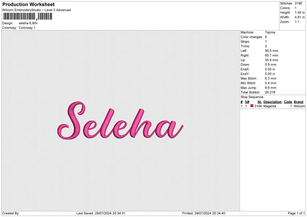 Seleha Embroidery File 6 size