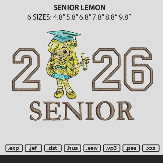 Senior Lemon Embroidery File 6 sizes
