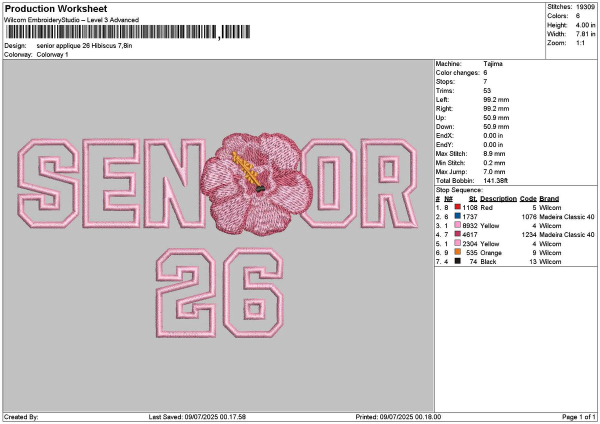 Senior App 26 Flower Embroidery File 6 sizes