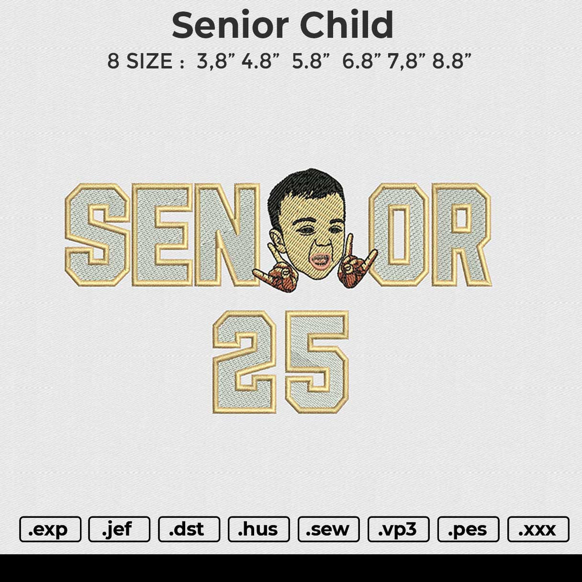 Senior Child Embroidery File 6 size