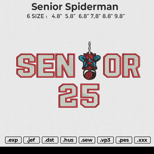 Senior Spiderman Embroidery File 6 size