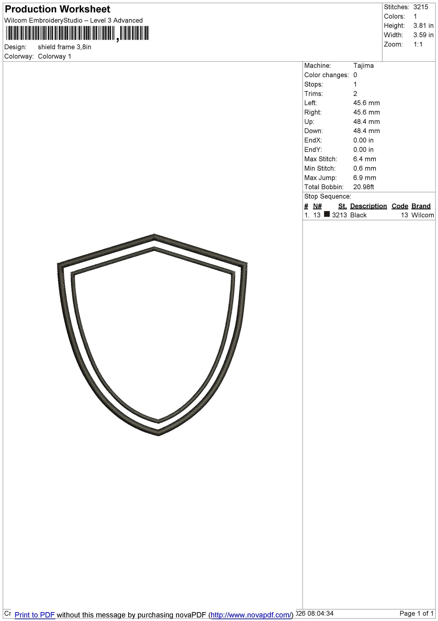 Shield frame Embroidery File 6 size