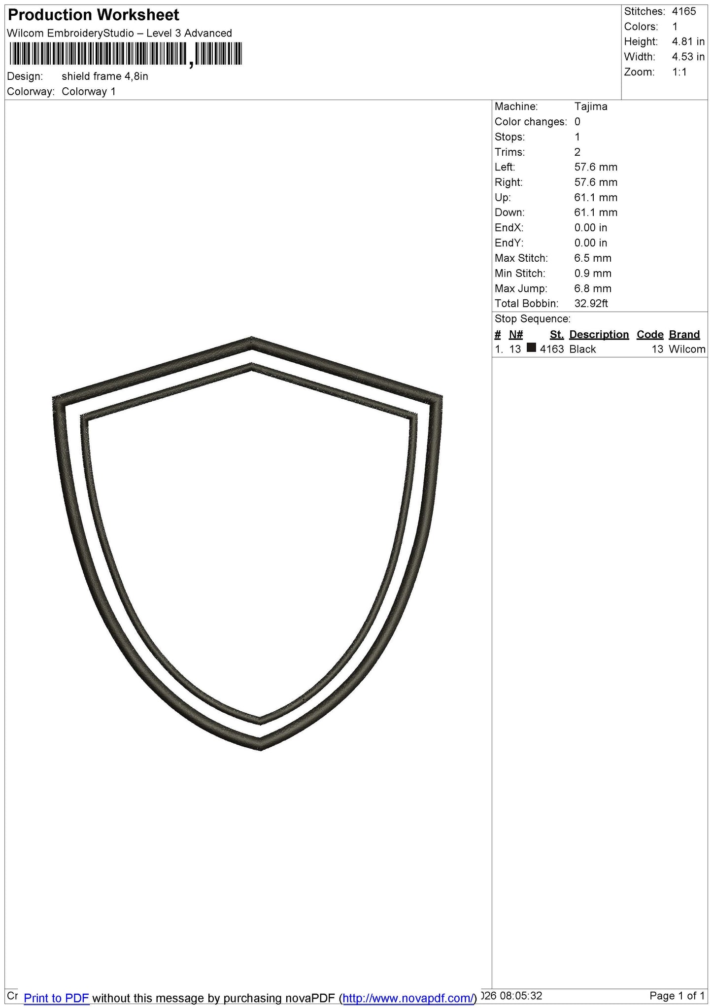 Shield frame Embroidery File 6 size