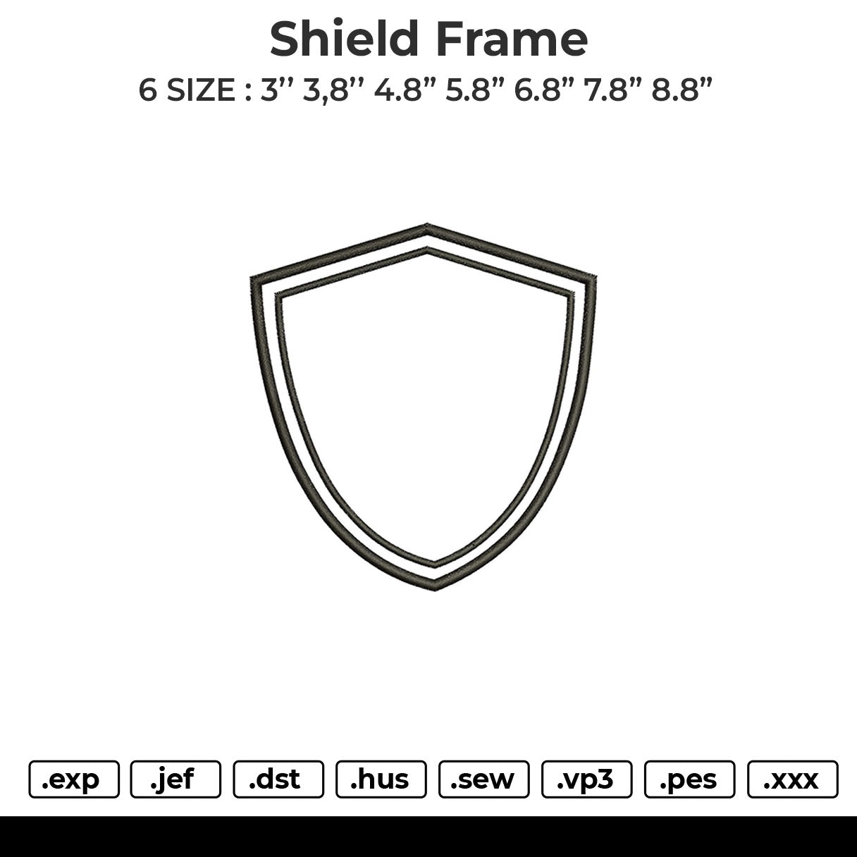 Shield frame Embroidery File 6 size