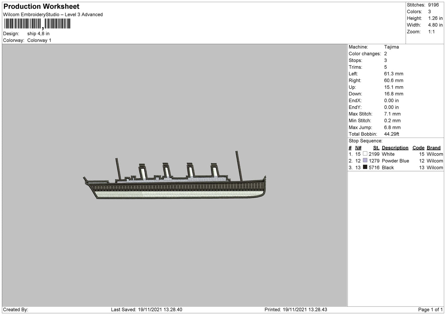 Ship Embroidery