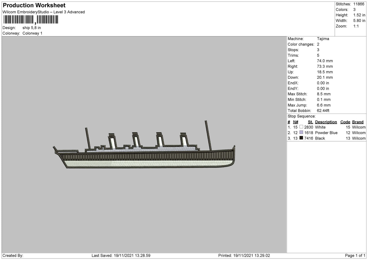 Ship Embroidery