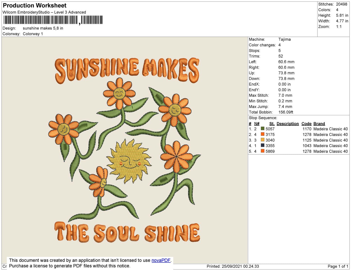 Sunshine Makes Embroidery