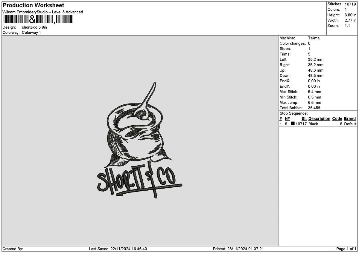 Shorttext Embroidery File 6 sizes
