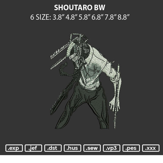 Shoutaro Bw Embroidery File 6 sizes