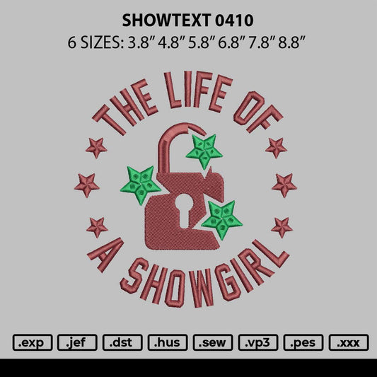 Showtext 0410 Embroidery File 6 sizes