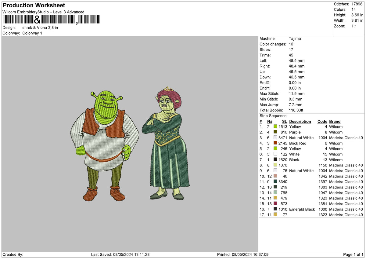 Sherk0805 Embroidery File 6 sizes