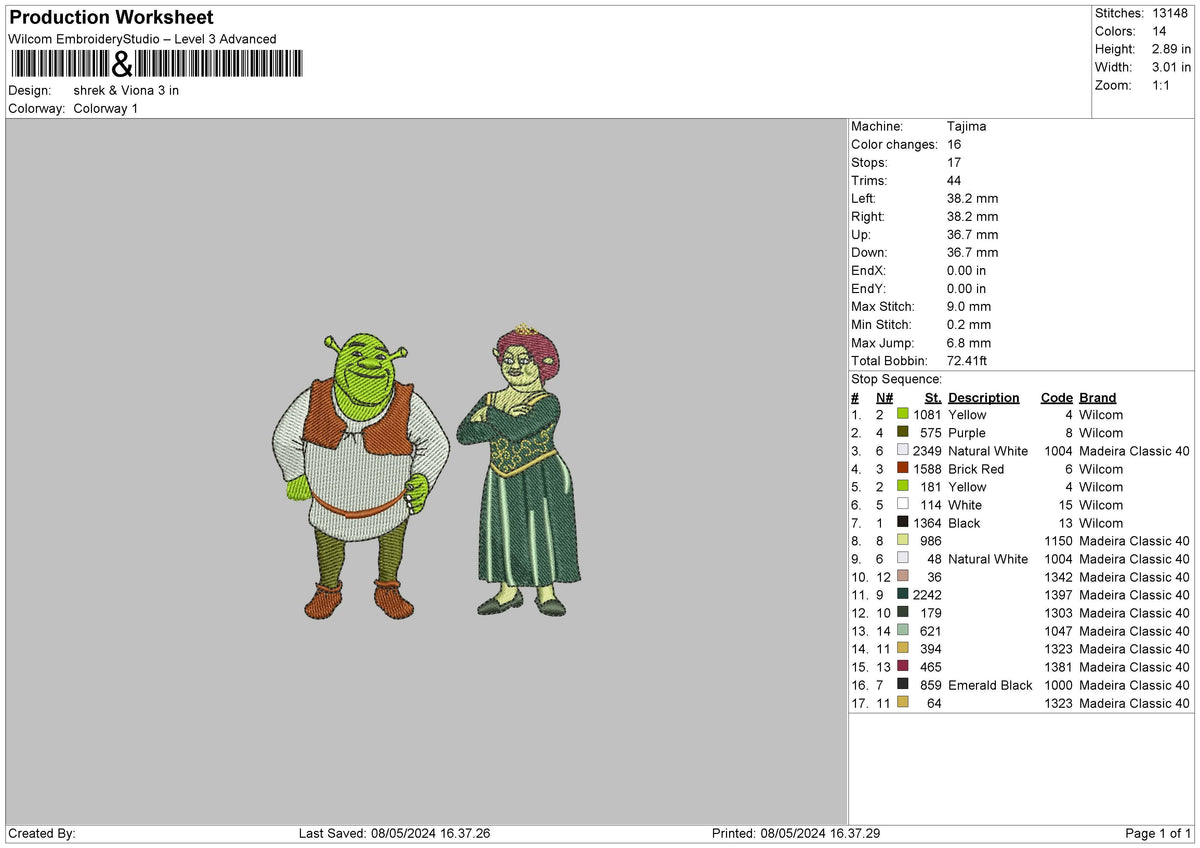 Sherk0805 Embroidery File 6 sizes