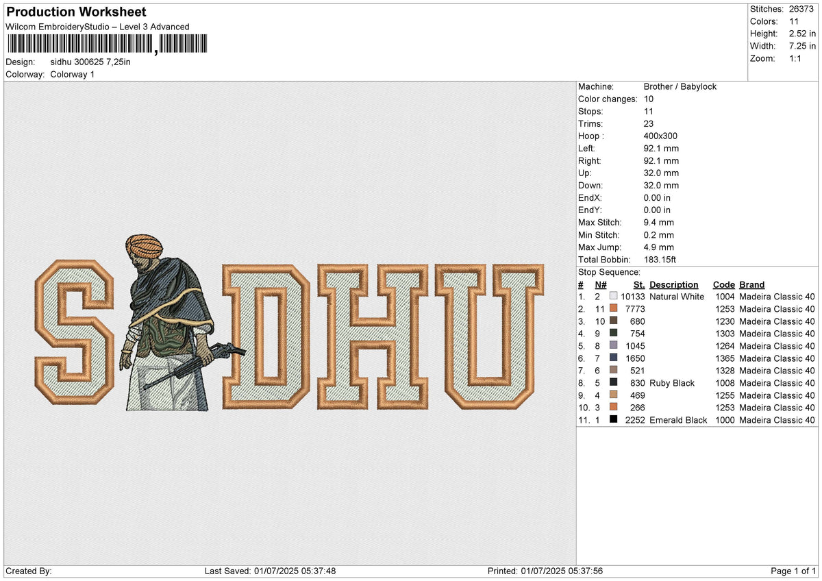 Sidhu 300625 Embroidery File 6 size