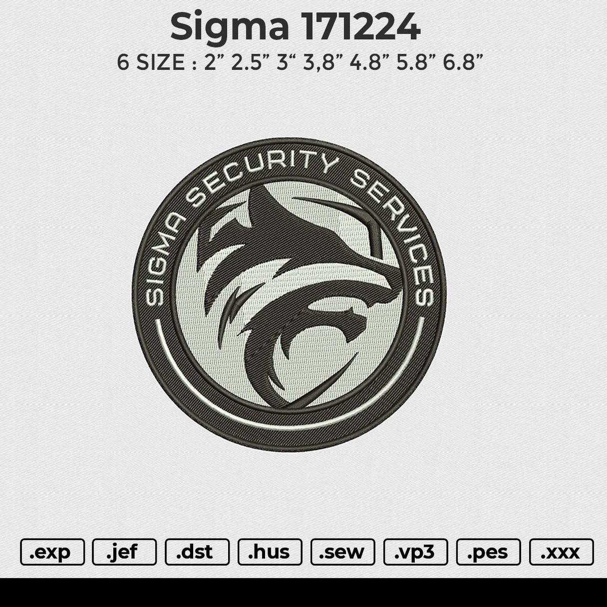 Sigma 171224 Embroidery File 6 size
