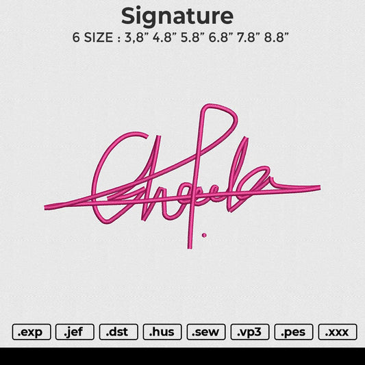 Signature Embroidery File 6 size