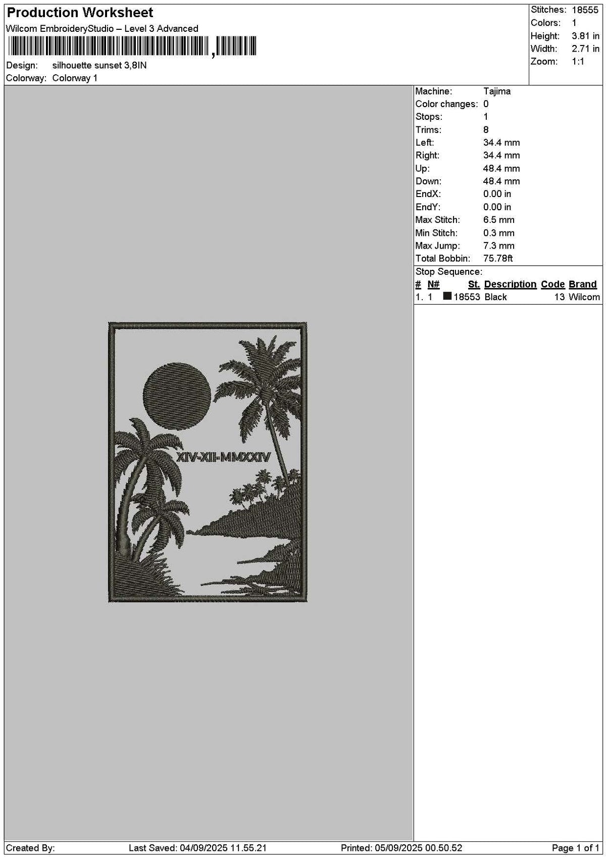 Silhouette 0409 Embroidery File 6 sizes