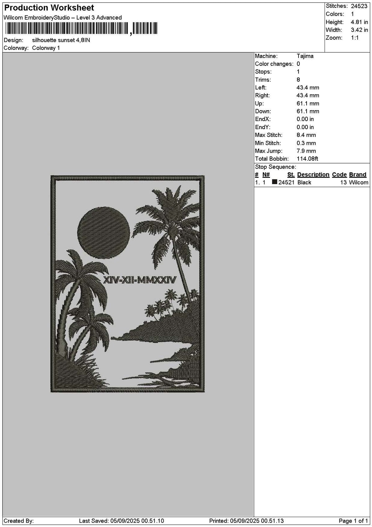 Silhouette 0409 Embroidery File 6 sizes