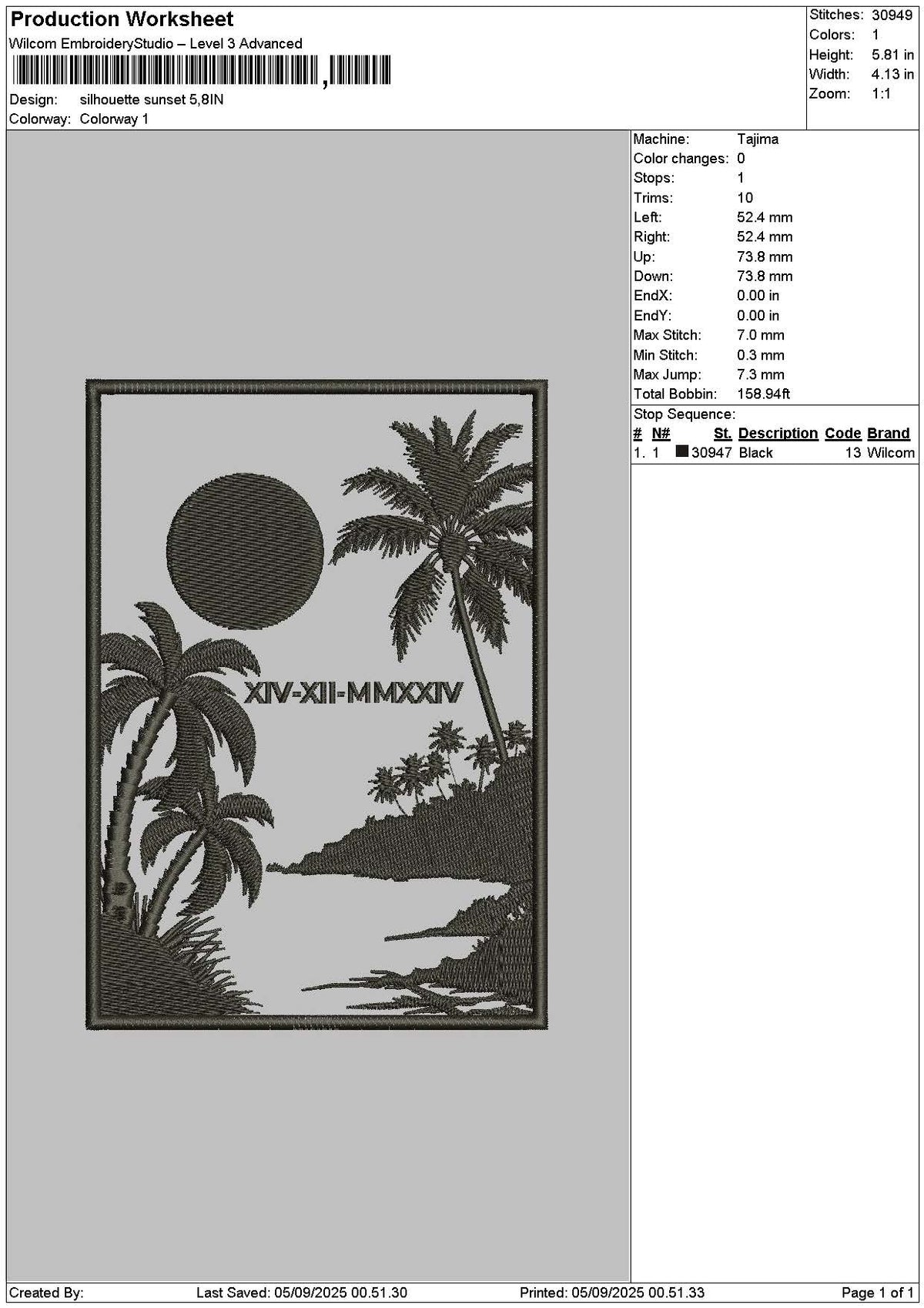 Silhouette 0409 Embroidery File 6 sizes