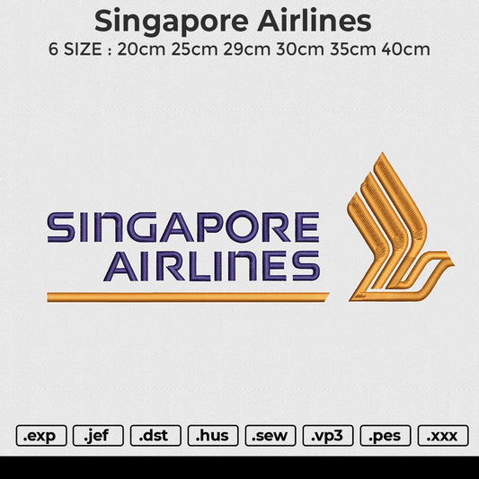 Singapore Airlines Embroidery File 6 size