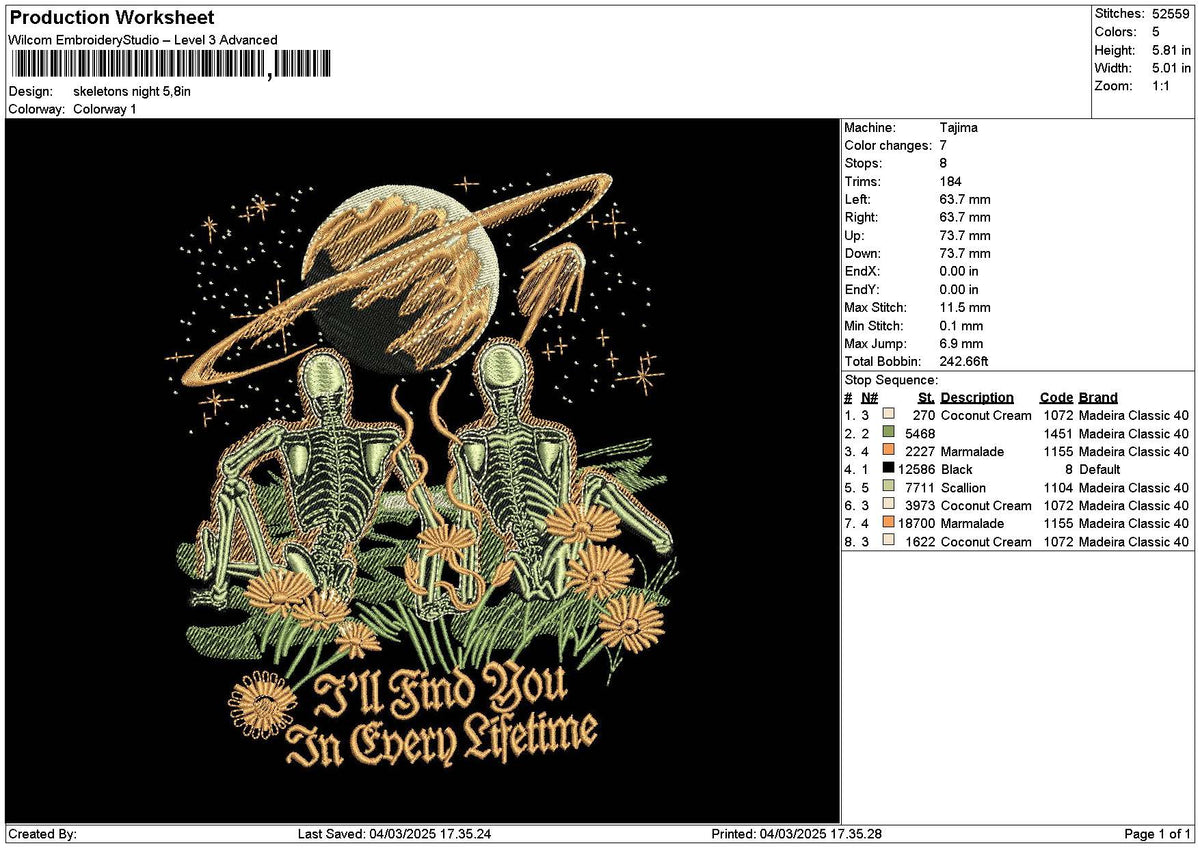 Skeletons0403 Embroidery File 6 sizes