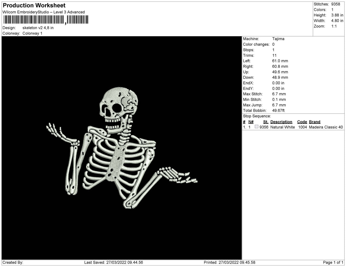 Skeleton v2 Embroidery
