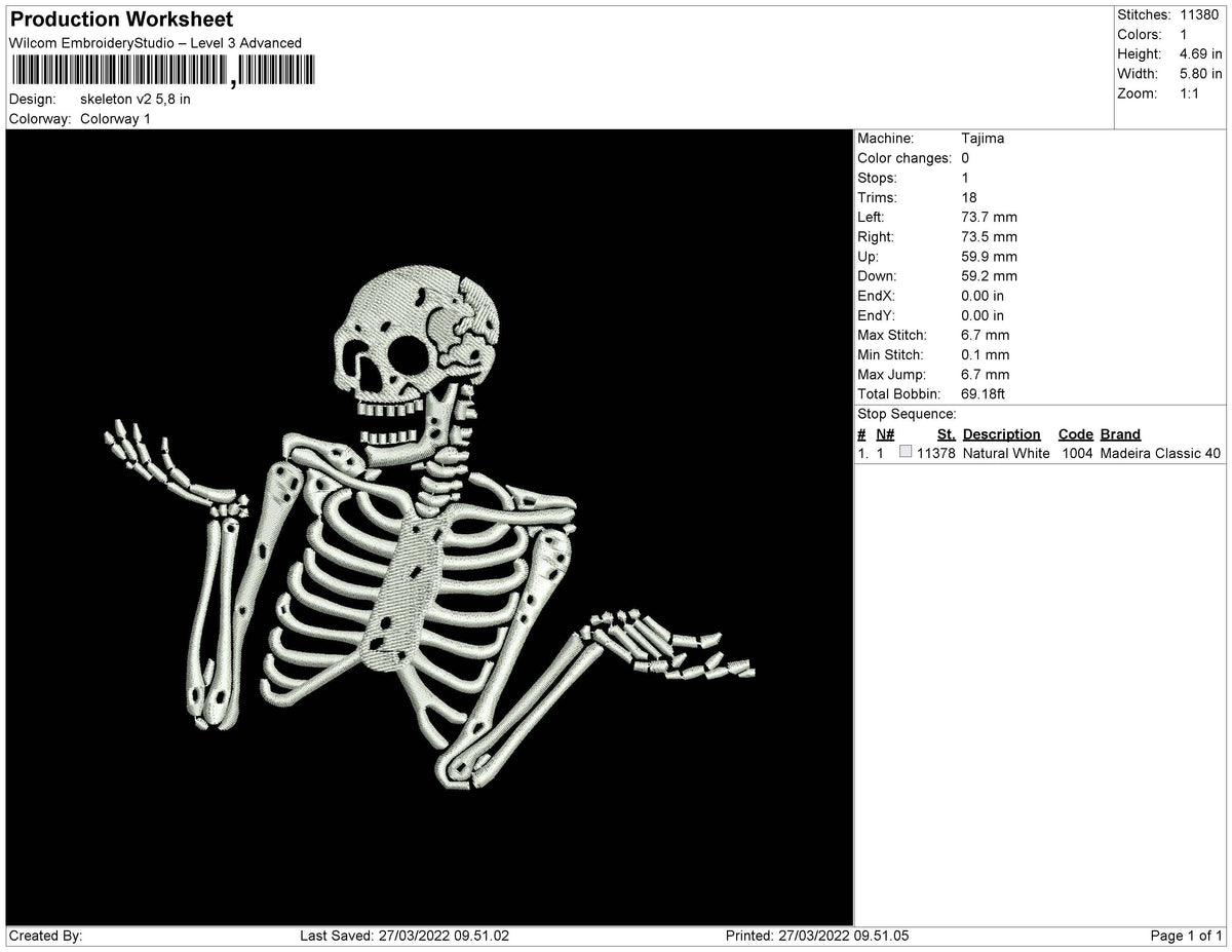 Skeleton v2 Embroidery